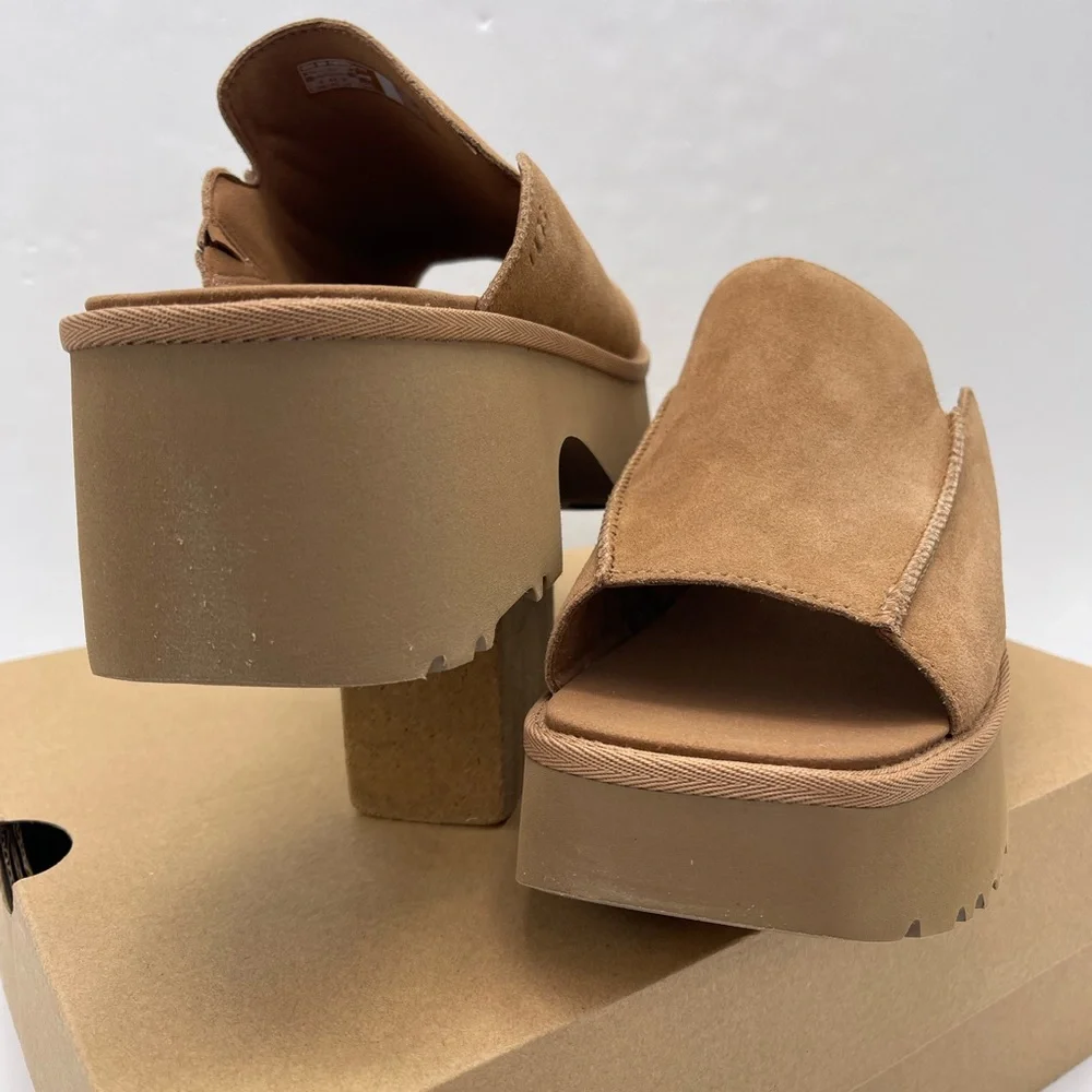 UGG Platform Slide Mules Sandals W / 1167476 W NEW HEIGHTS SLIDE Chestnut